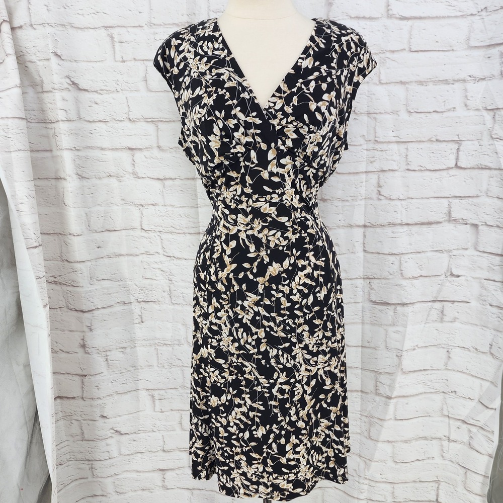 Chaps Dark Floral Work Dress Summer Chic Travel Office Cottage Boho Size‎ XL